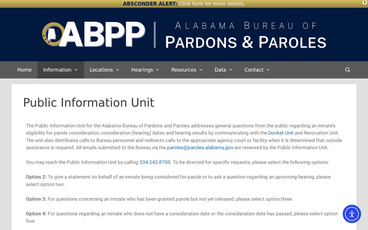Washington County parole and probation ABPP Public Information Unit